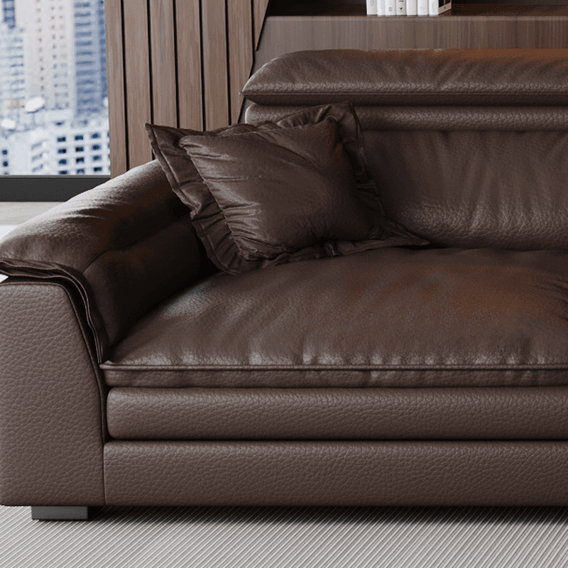 L-Shape Leather Sofa Recliner in White/Espresso/Beige with Right Hand Facing Orientation thumbnail 11
