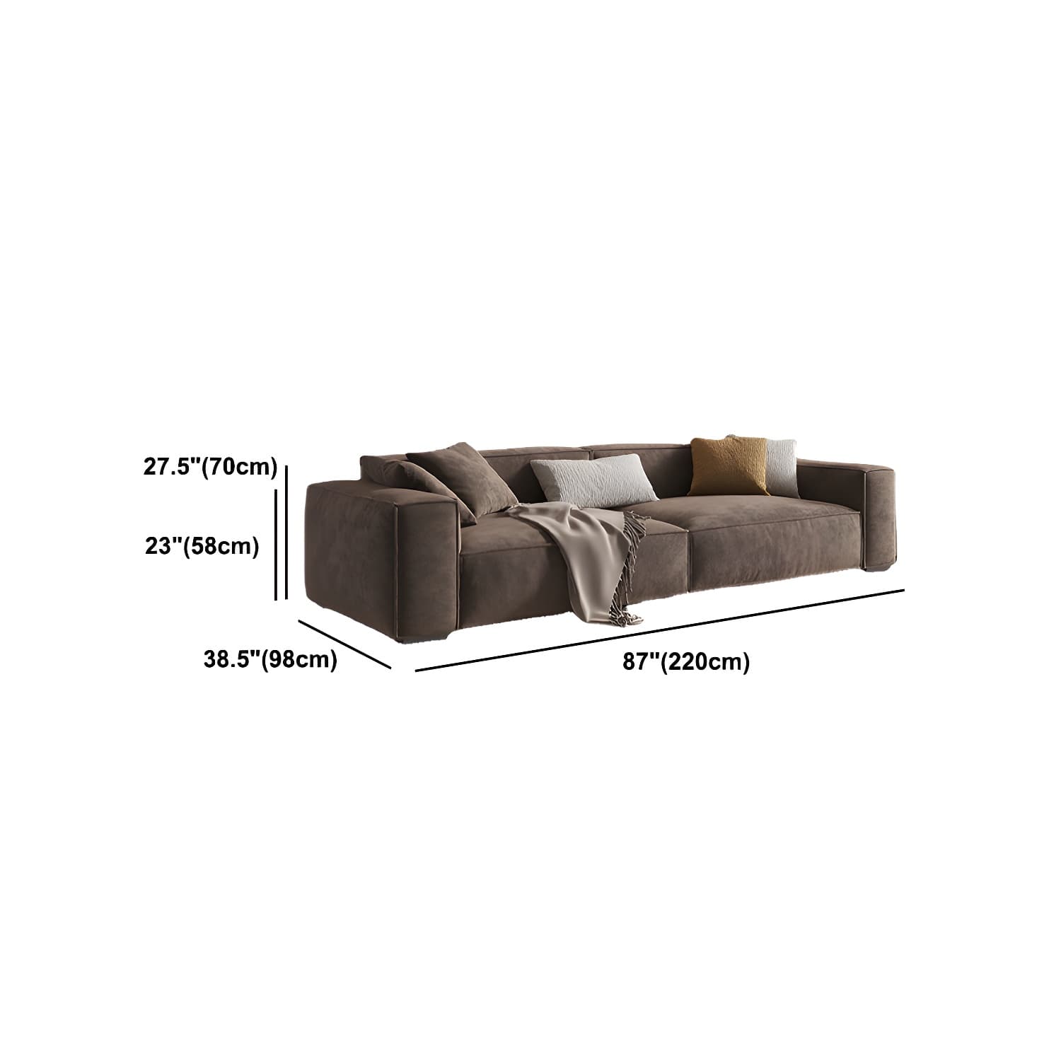 Brown Scandinavian Sectional/Sofa with Square Arm for Apartment thumbnail 13