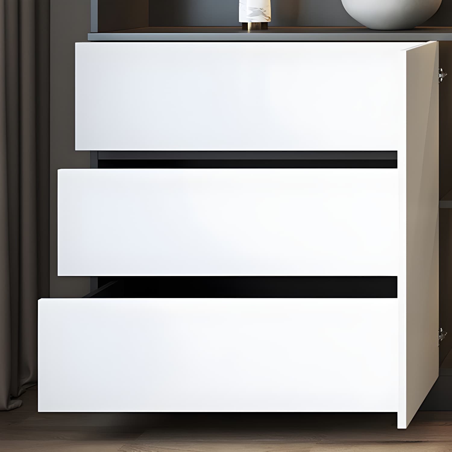 Modern Glass Adjustable Shelving Doors Wood Sideboard Cabinet with Cabinets and Drawers thumbnail 7