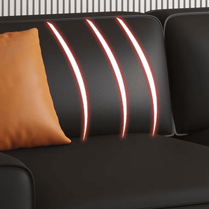 Modern Solid Color Water Resistant Sofa in Midnight Black with 6-seater Capacity and 2 Pillows thumbnail 5