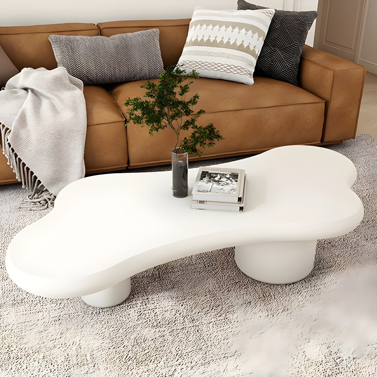 Cloud Shape Coffee Cocktail Table in Solid Wood Modern Style thumbnail 9