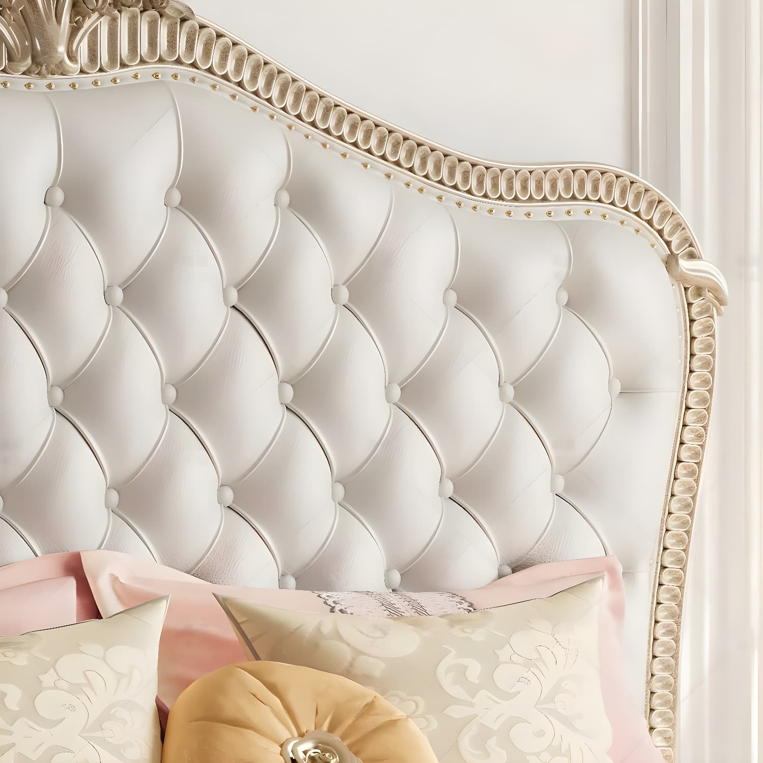 Glam Upholstered Button-tufted Standard Bed with Nailhead Trim thumbnail 5