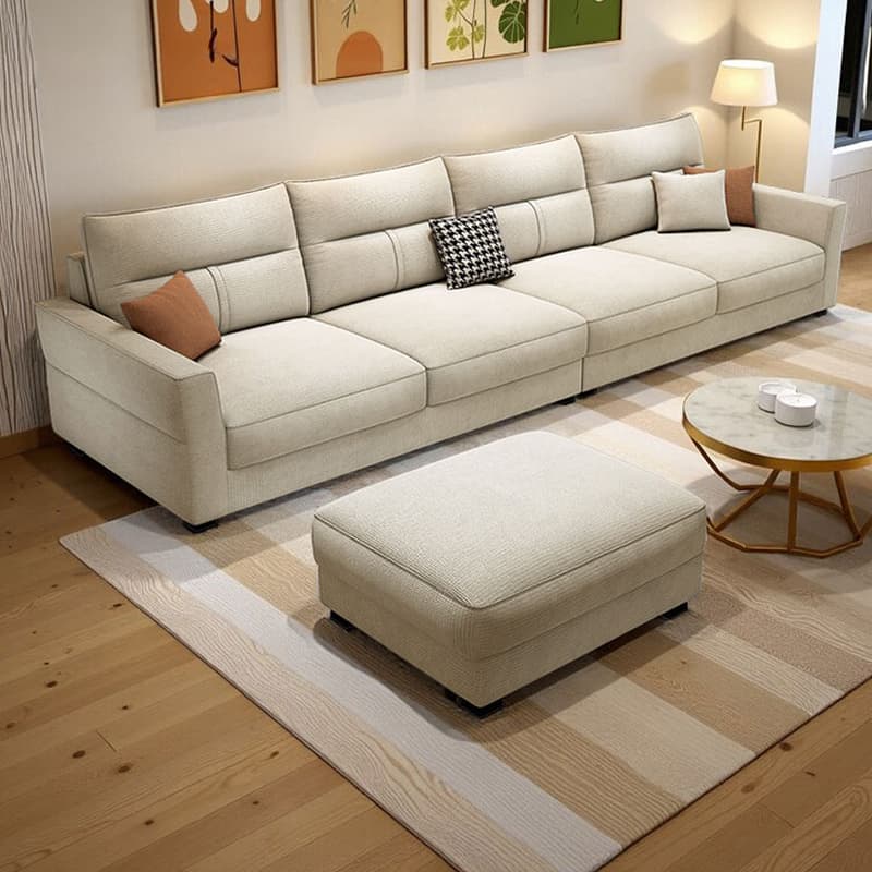 Standard Sofa/Single Sofa with Loose Back, Flannel Upholstery in Light Gray, Arm Included, 4/3 Pillows thumbnail 1