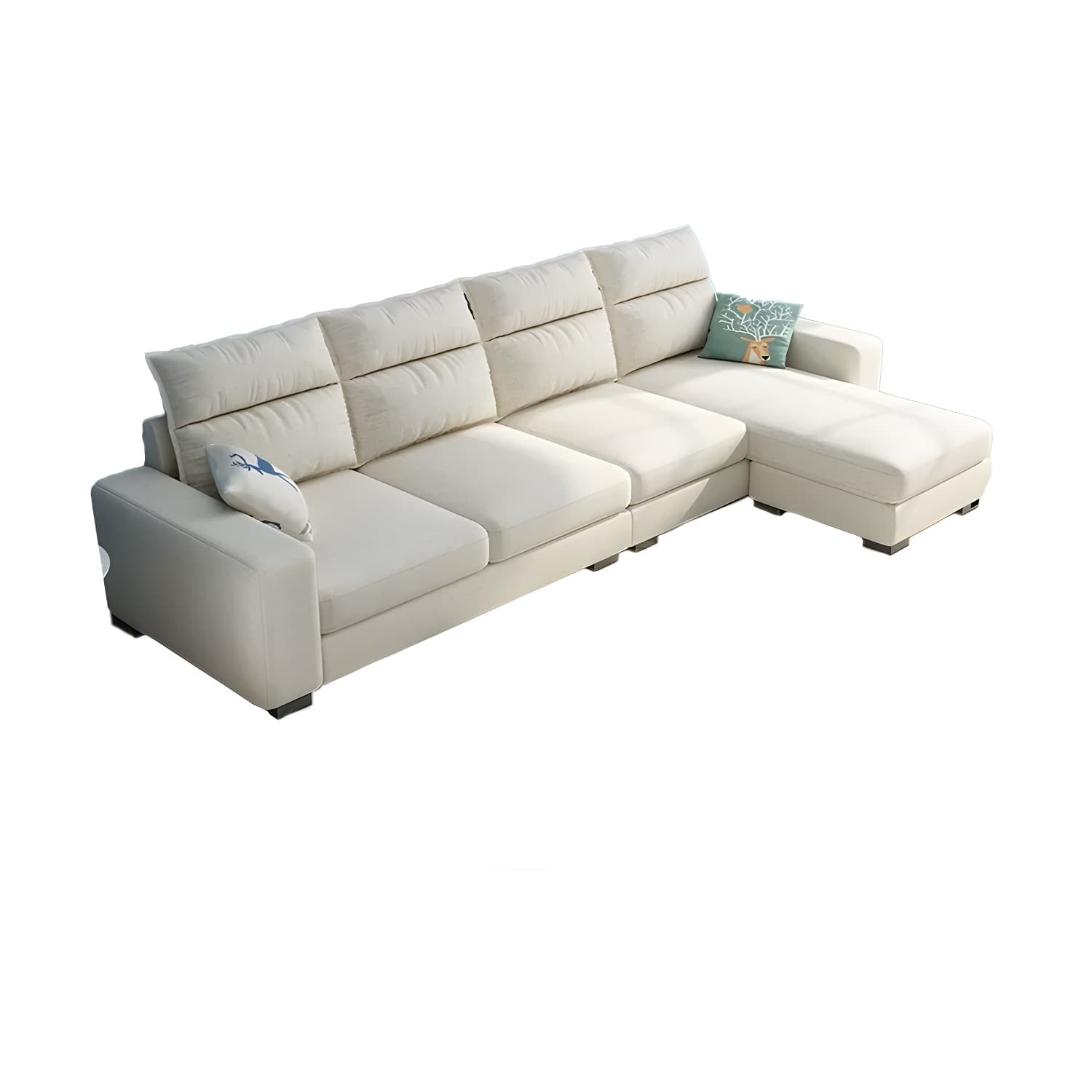 Scandinavian Wood Frame L-Shaped Modular Sofa Chaise in 2 Piece Set with Black Legs thumbnail 9
