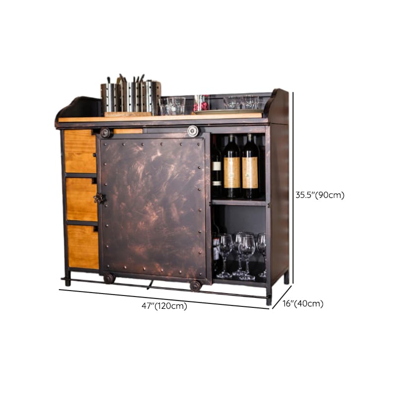 Industrial Metal Sideboard Cabinet with Wood Countertop, 3 Drawers, and Sliding Doors - image 21