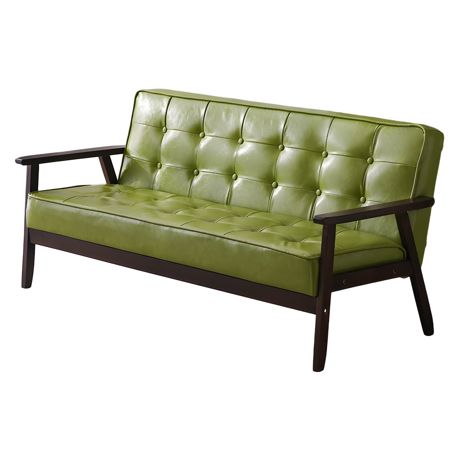 Mid-Century Modern Pine Wood Sofa with Tufted Back and Single Cushion Design thumbnail 12