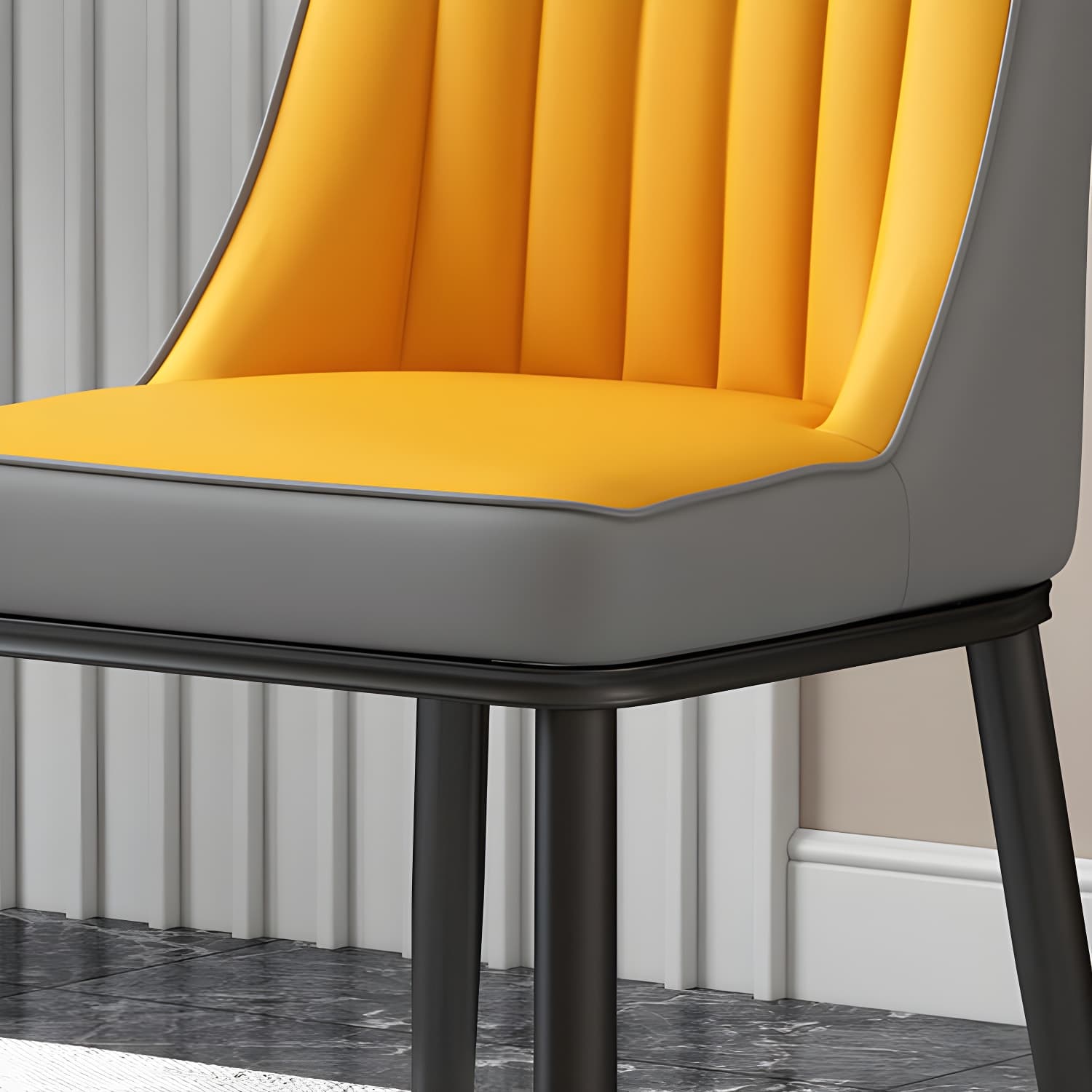 Glam Parsons Dining Side Chair Leather Indoor Dining Chair with Metal Legs thumbnail 20