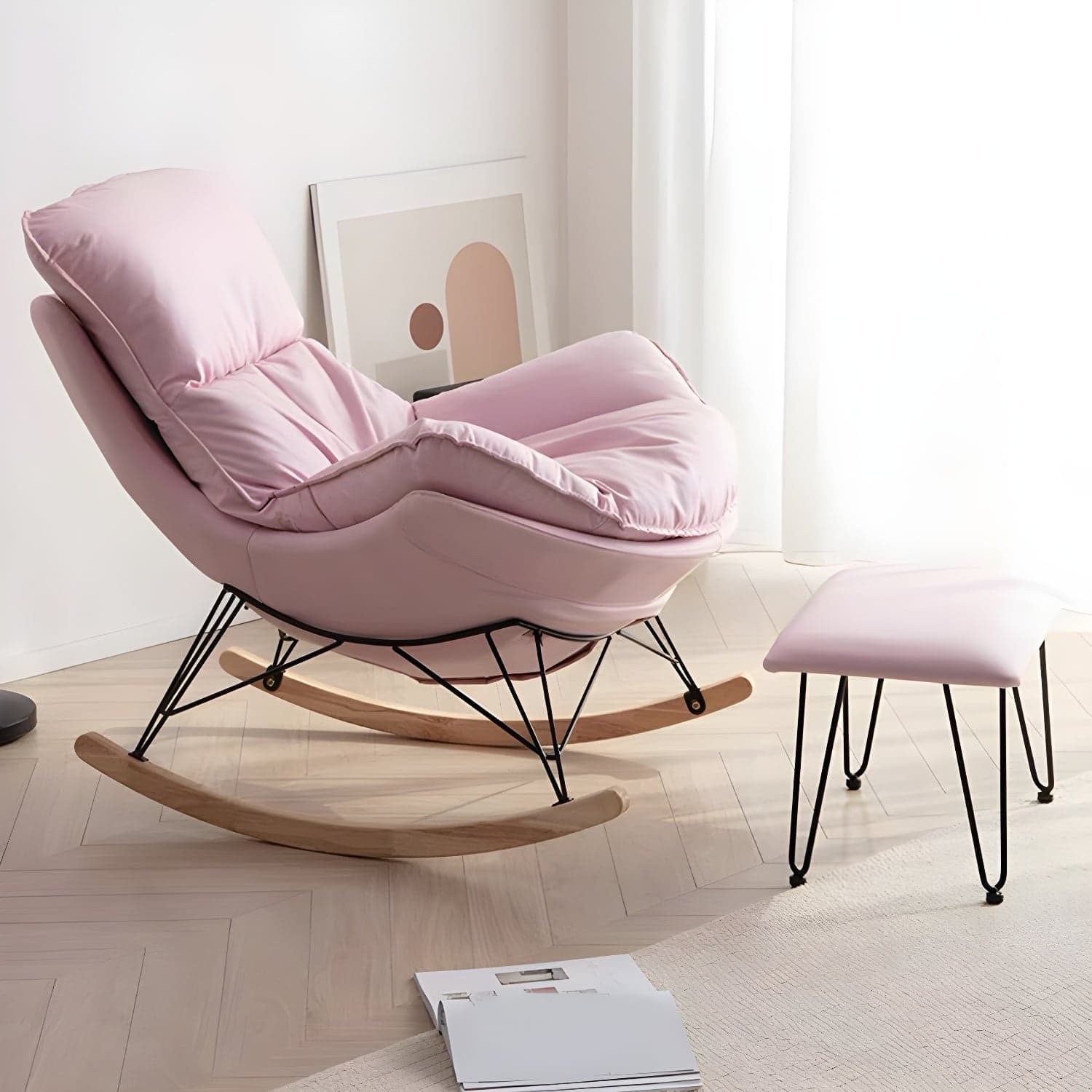 Contemporary Simple Style Rocking Chair Single Indoor Sofa Rocking Chair for Break thumbnail 8