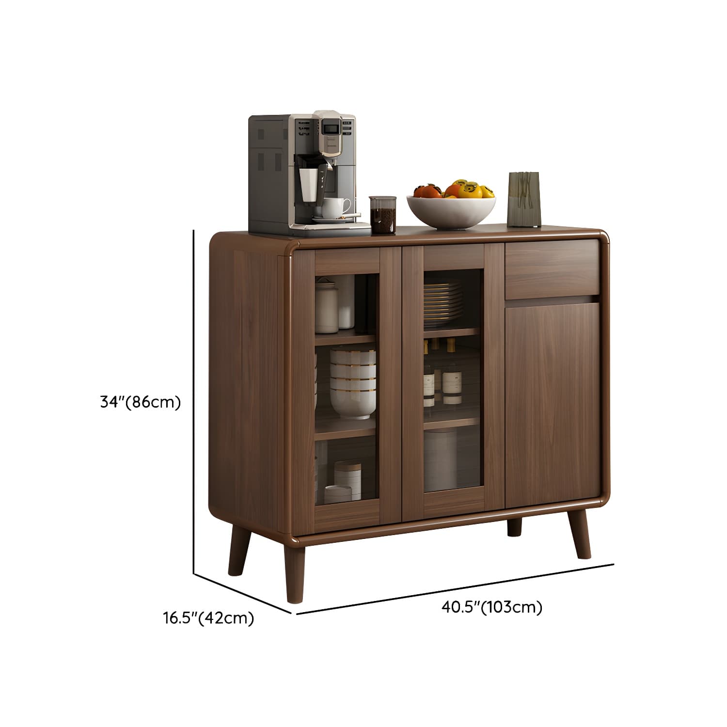 Modern Brown Wood Sideboard with Cabinets and Drawers - Stylish and Functional Buffet for Storage thumbnail 13