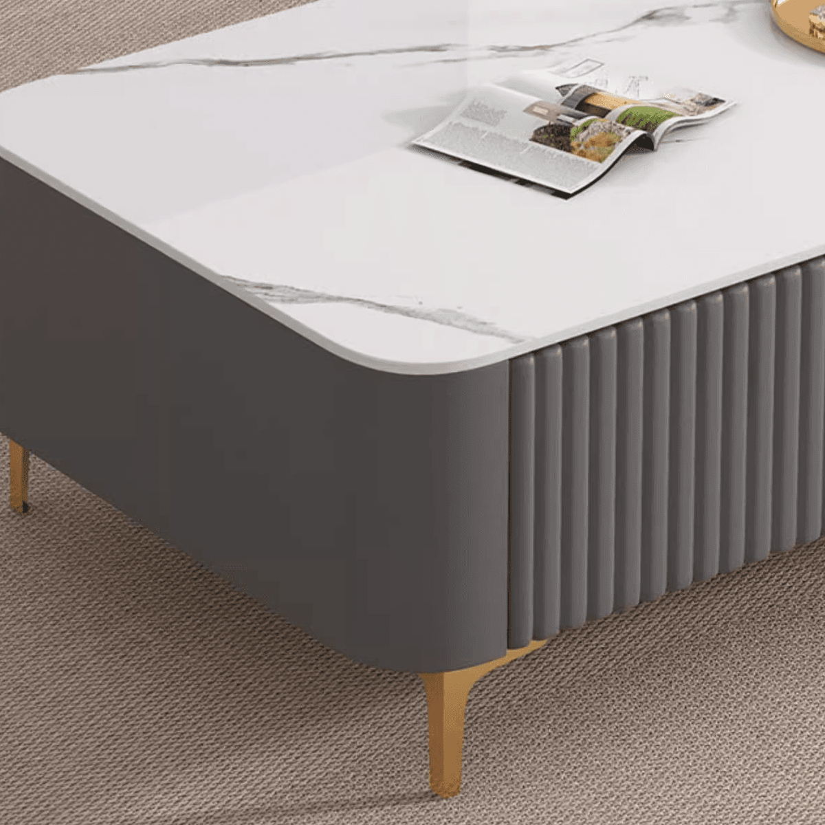 Simplistic Rectangular Vitreous TV Stand with Locker, Cable Management & 2 Drawers thumbnail 9