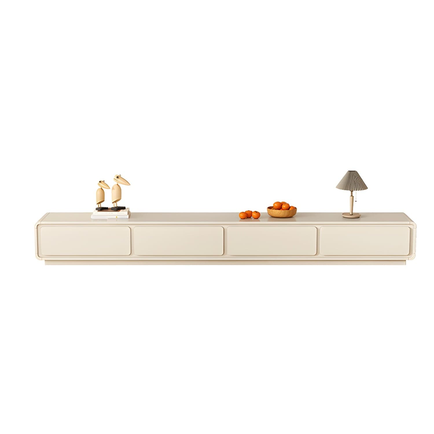 Beige Modern TV Stand with Soft Close Drawers - Cable Management - No Assembly Required thumbnail 5