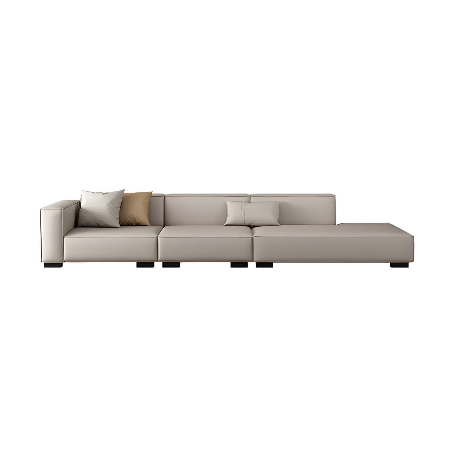 Modern Gray Faux Leather Sofa Chaise with Square Arms and Pine Wood Legs thumbnail 14