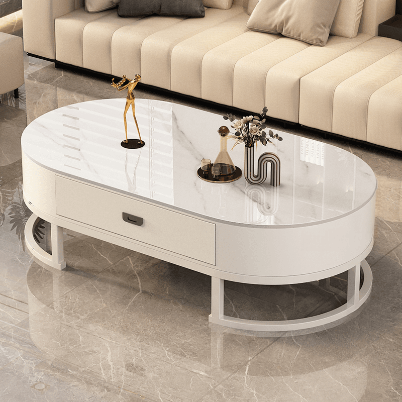 Elliptical Accent Table with Dual-base and Rawhide Upholstery thumbnail 3