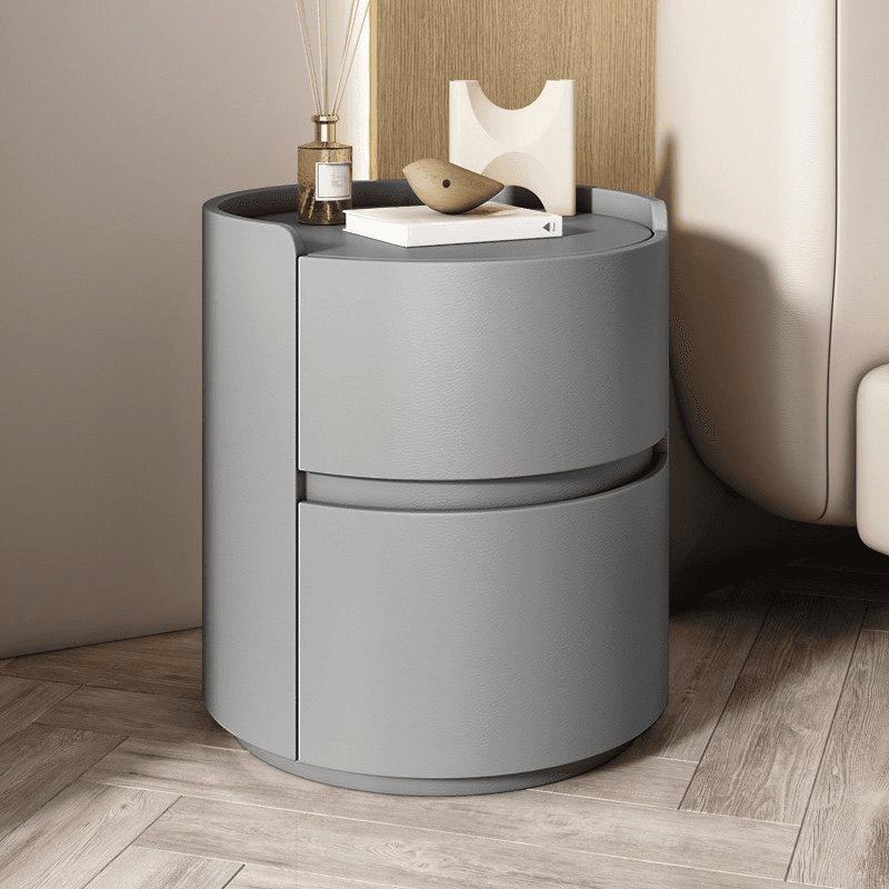 Modern Simple Style Vinyl Leather Nightstand With Drawer Storage, 2 Drawers thumbnail 19