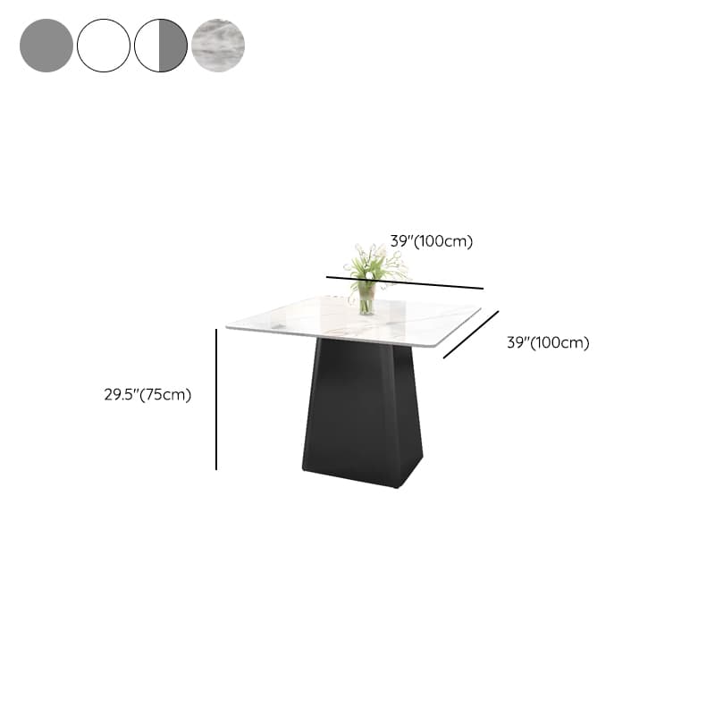 5-piece Square Slate Dining Table Set with Stump Base, Upholstered Back, Padded Chair for 4 People thumbnail 12