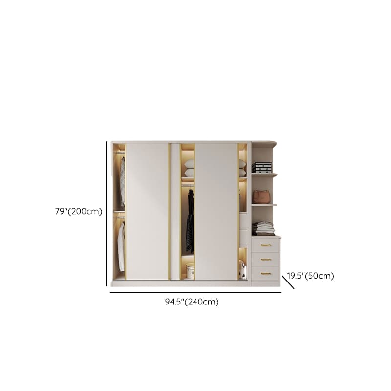 Attractive Modern White Wardrobe Armoire with Clothing Rod & Shelves thumbnail 30