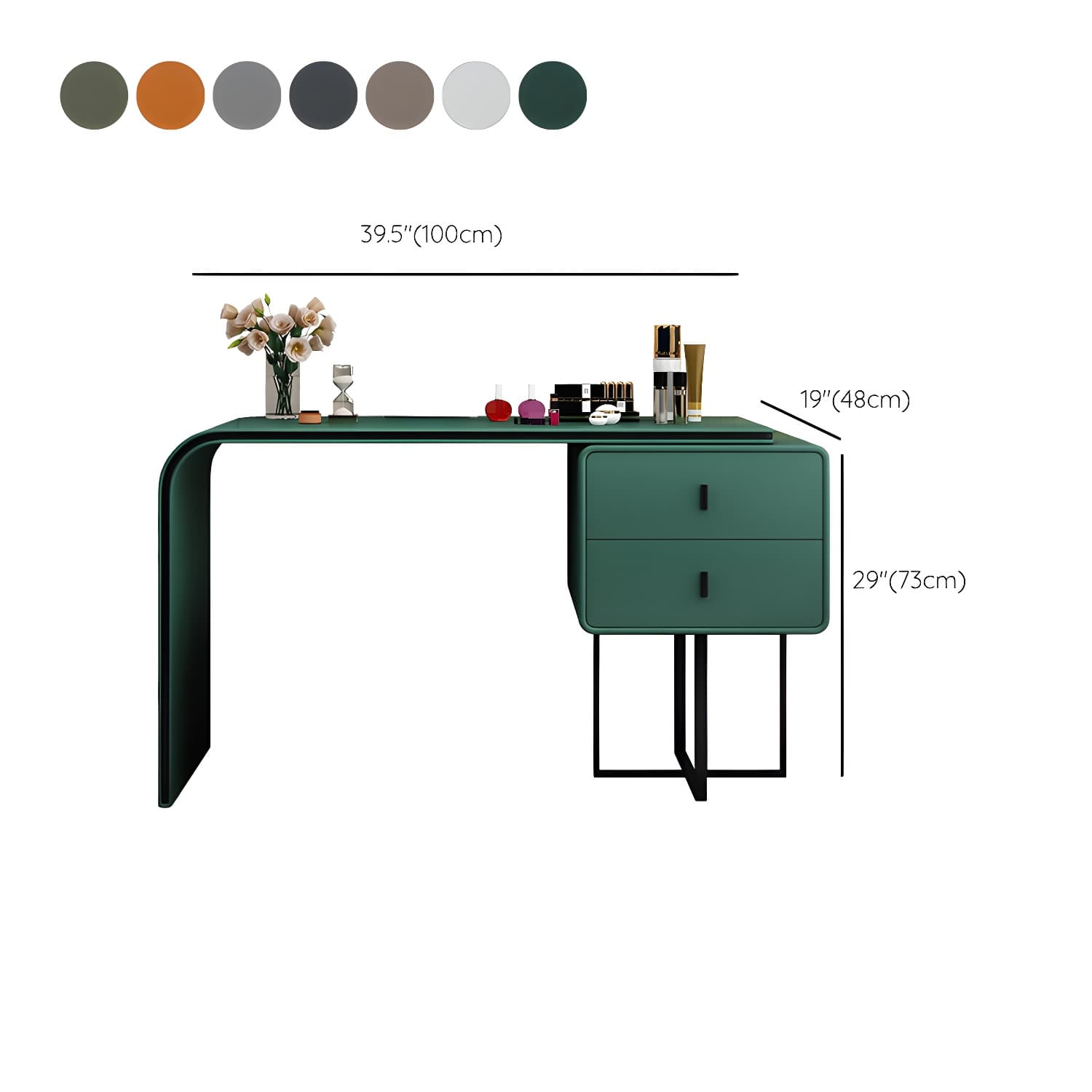 Glam Style 2-Drawer Solid Color Dressing Table Mirror Make-up Vanity thumbnail 16