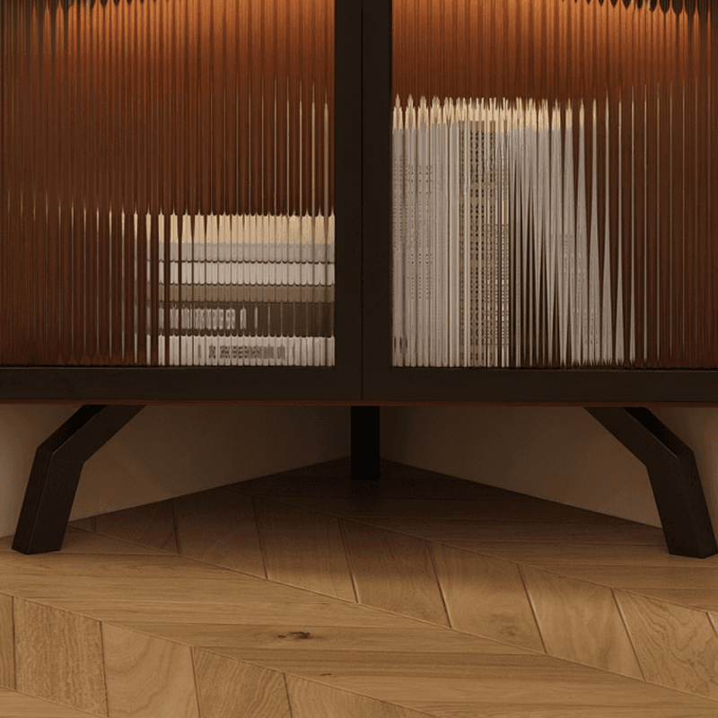 Simple Corner Accent Cabinet with Closet, Laminate, Glazed Door, and Brown Top thumbnail 6