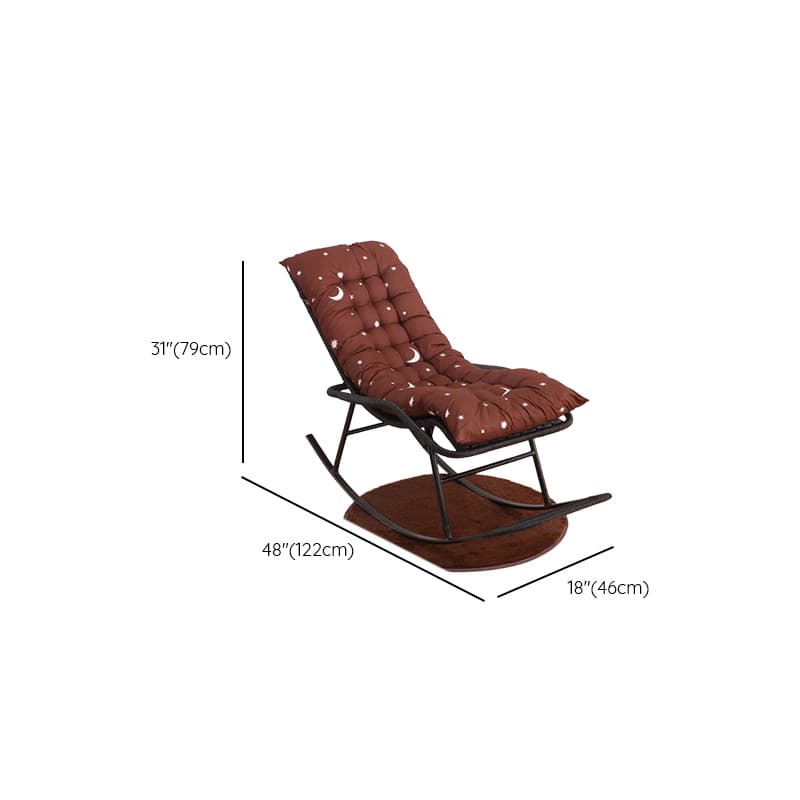 Old School Pecan/Light Green/Sand Cane Rocking Chair with Rear and Wagon Wheel Shaped Arms thumbnail 16