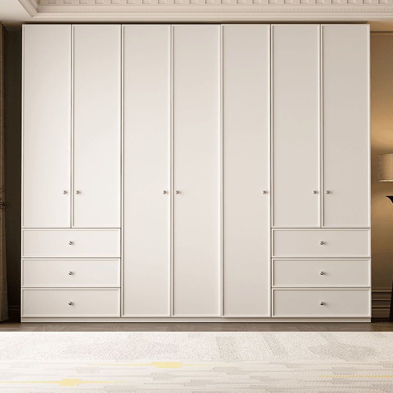 Chalk Modern Wooden Standalone Almirah with 3-Drawer, Interior Shelves, and Hanging Rod thumbnail 2