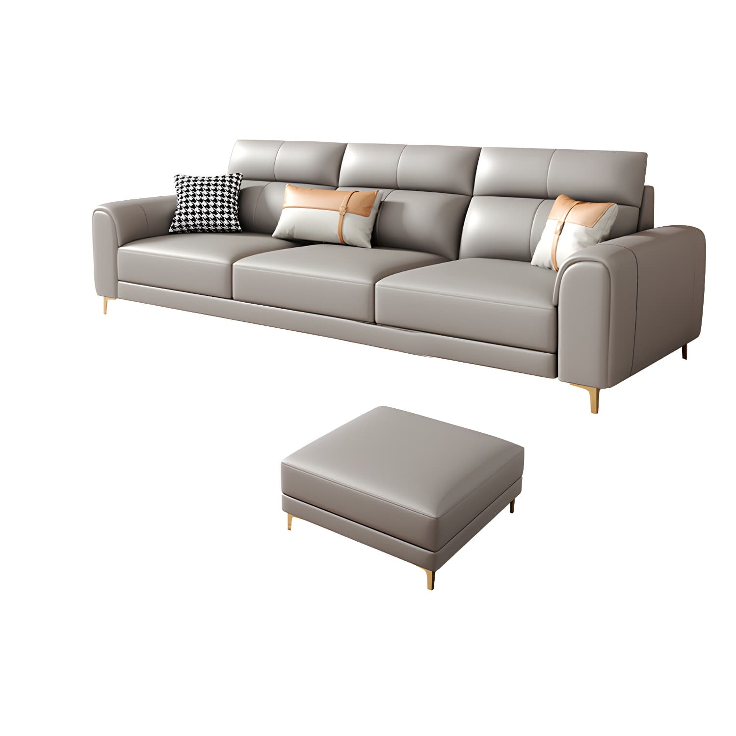 Modern Gray Faux Leather Sectional Sofa with Pillow Top Arms and Wood Frame thumbnail 10