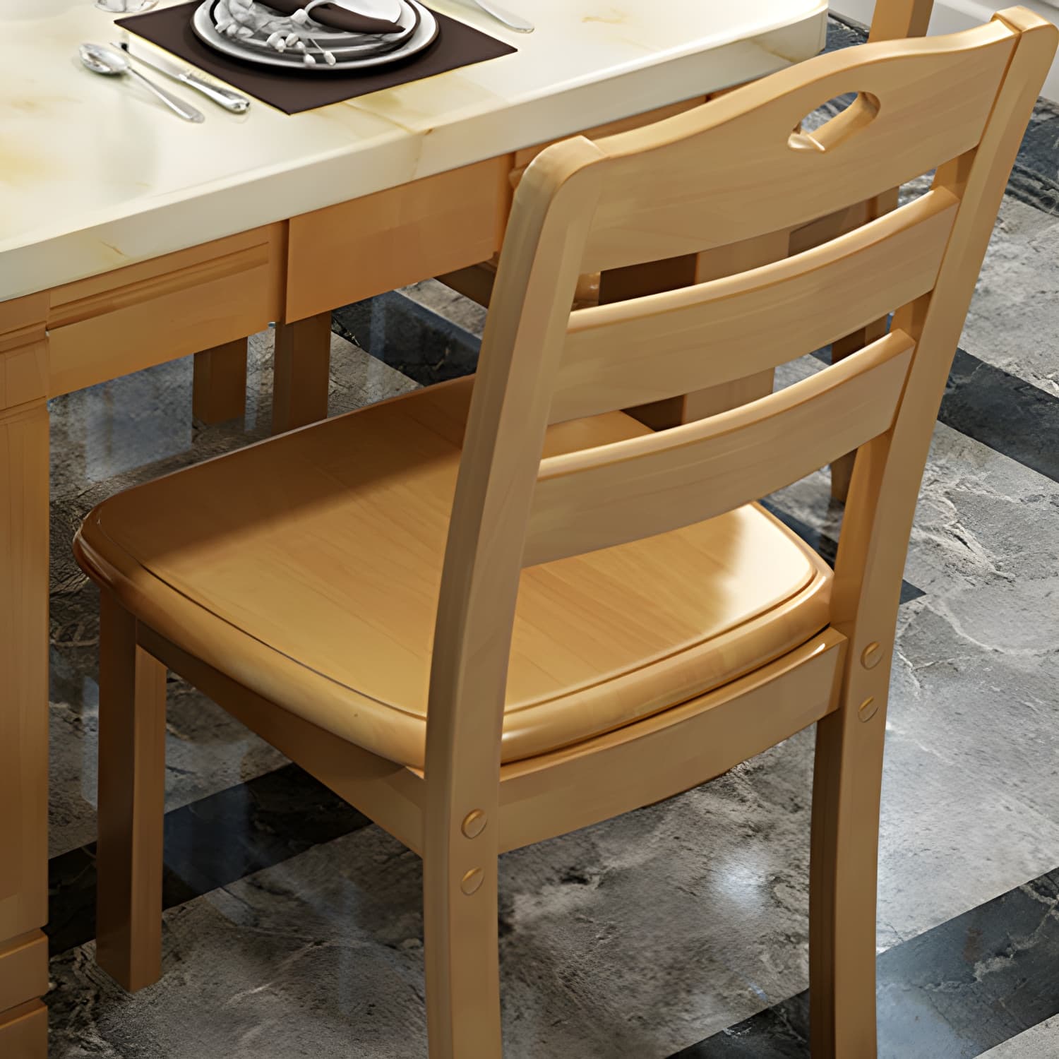 7 Piece Contemporary Rectangle Shape Dining Table Set with Chair thumbnail 9