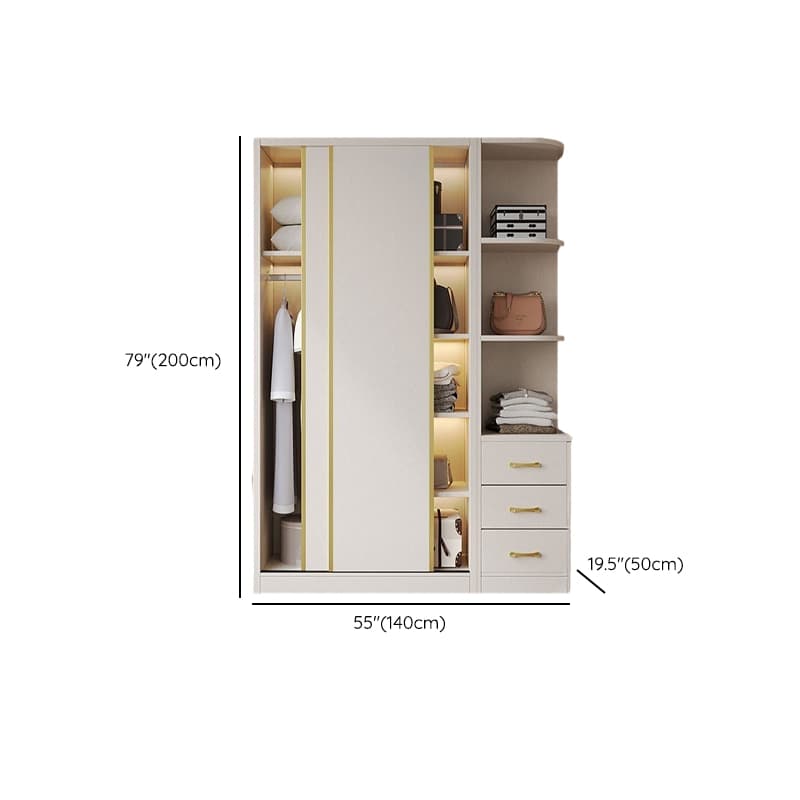 Attractive Modern White Wardrobe Armoire with Clothing Rod & Shelves thumbnail 10