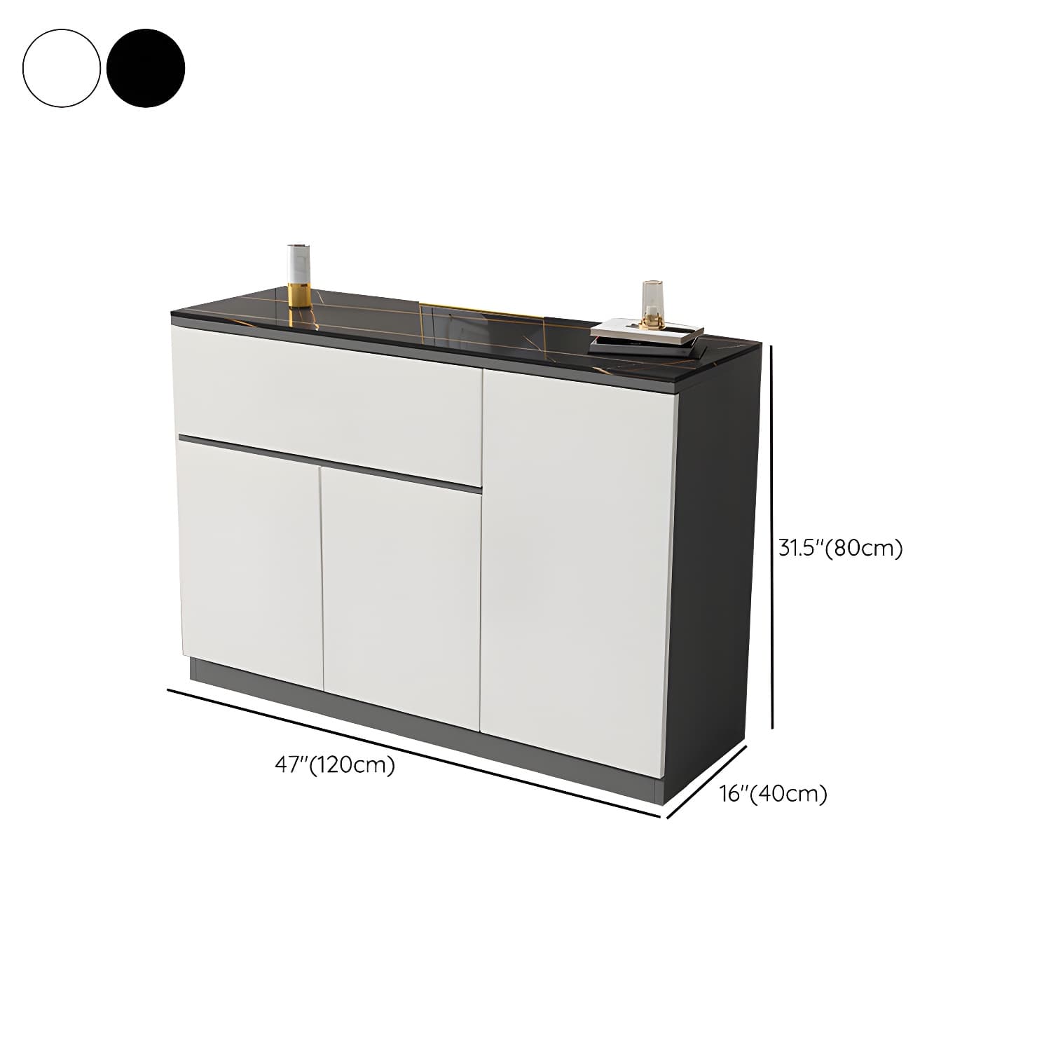 Contemporary Stone Top Sideboard Cabinet with Drawer and Door thumbnail 9