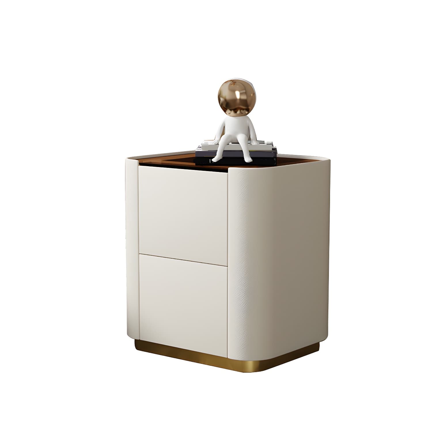 Wooden Nightstand with Tempered Glass 21.65" Tall 2 - Drawer Nightstand thumbnail 12