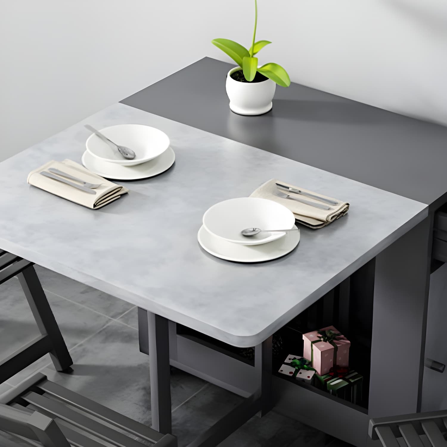 1/3/5 Piece Rectangle Shape Dining Room Furniture Set in Gray and Black thumbnail 7