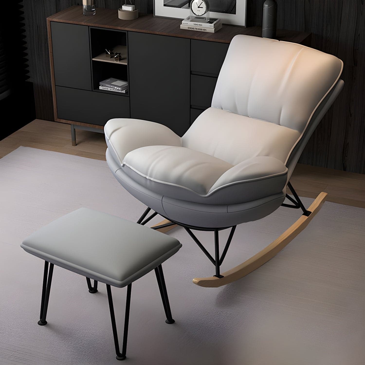 Modern Tufted Cushions Glider Spindle Children Glider with Ottoman thumbnail 6
