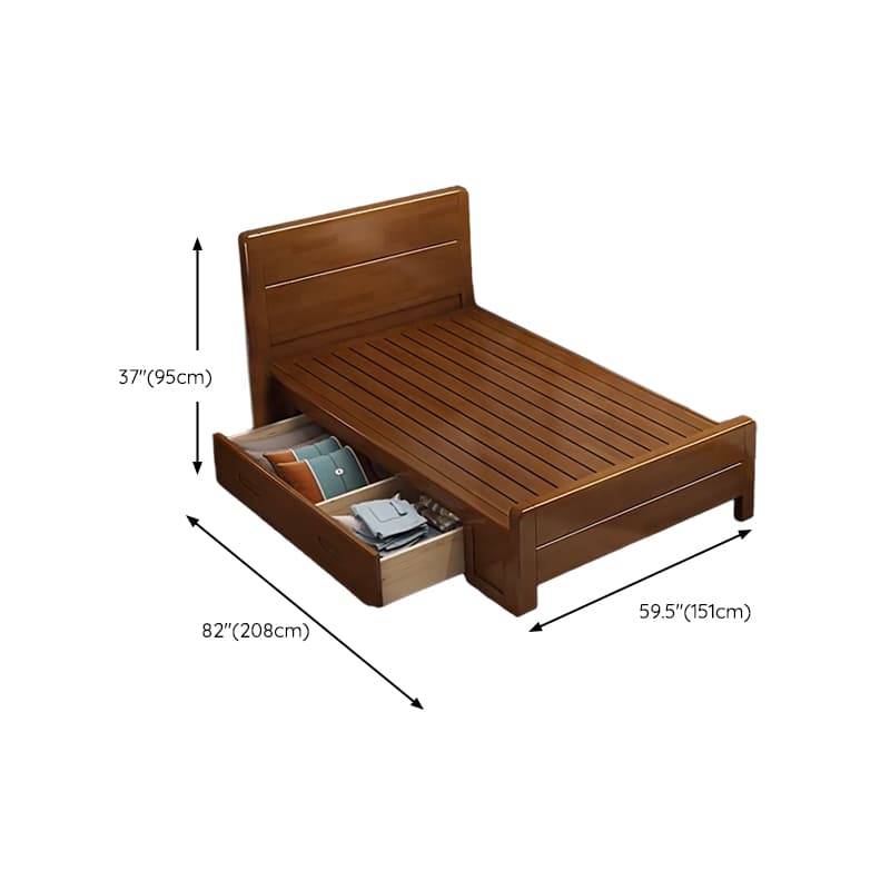 Traditional Brown Wood Panel Bed with Headboard Included and Footboard thumbnail 29