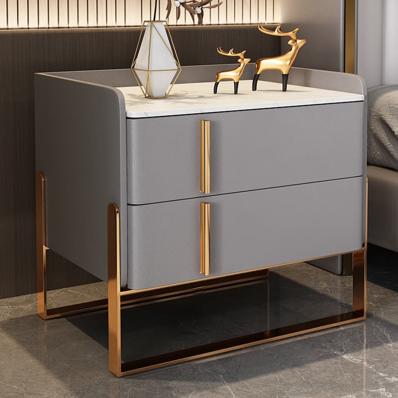 Nightstand With Drawer Organization with Leg, 2 Drawers and Stone Counter Top in a Casual Style thumbnail 10