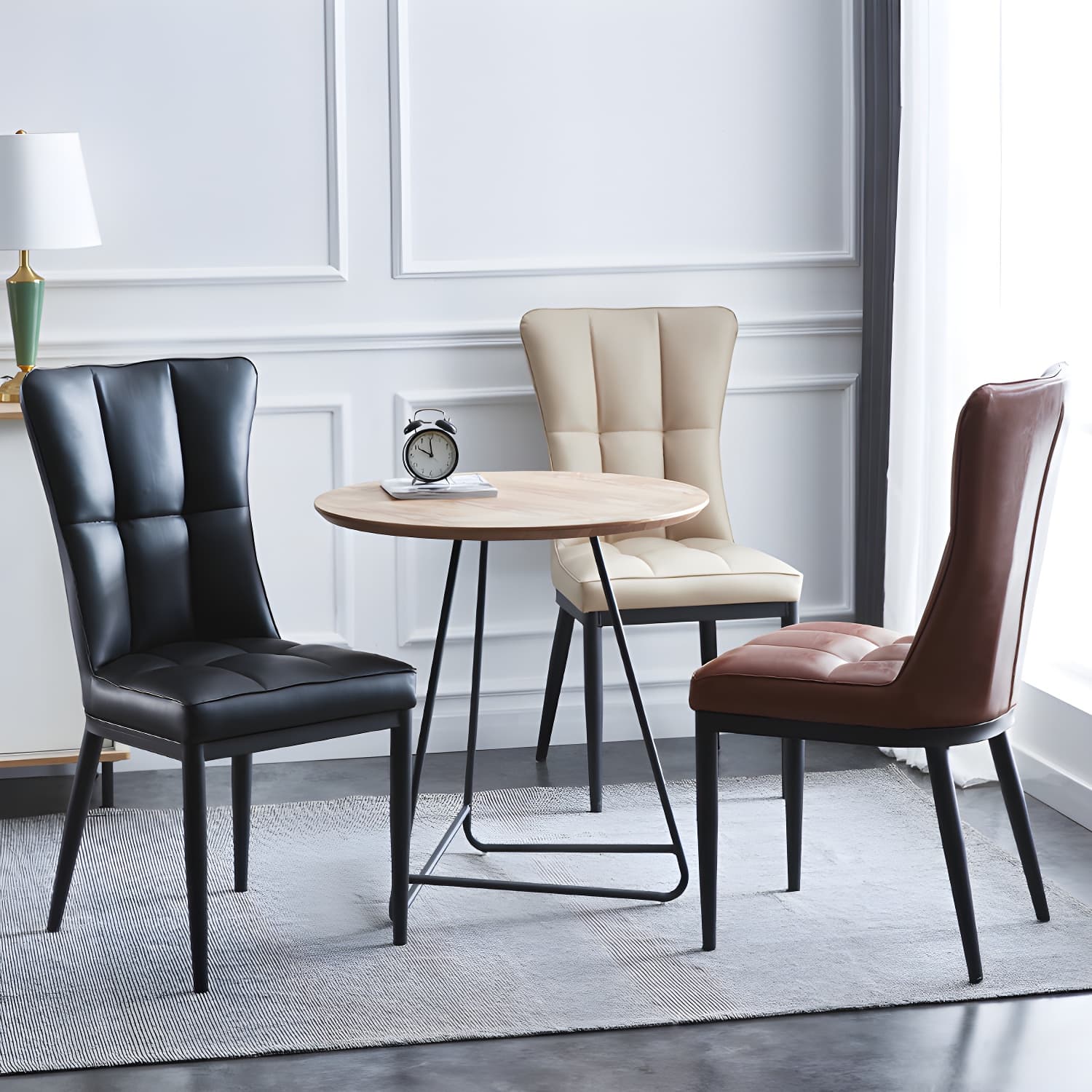 Upholstered Armless Dining Chairs Solid Back Side Chairs with Metal Legs thumbnail 12