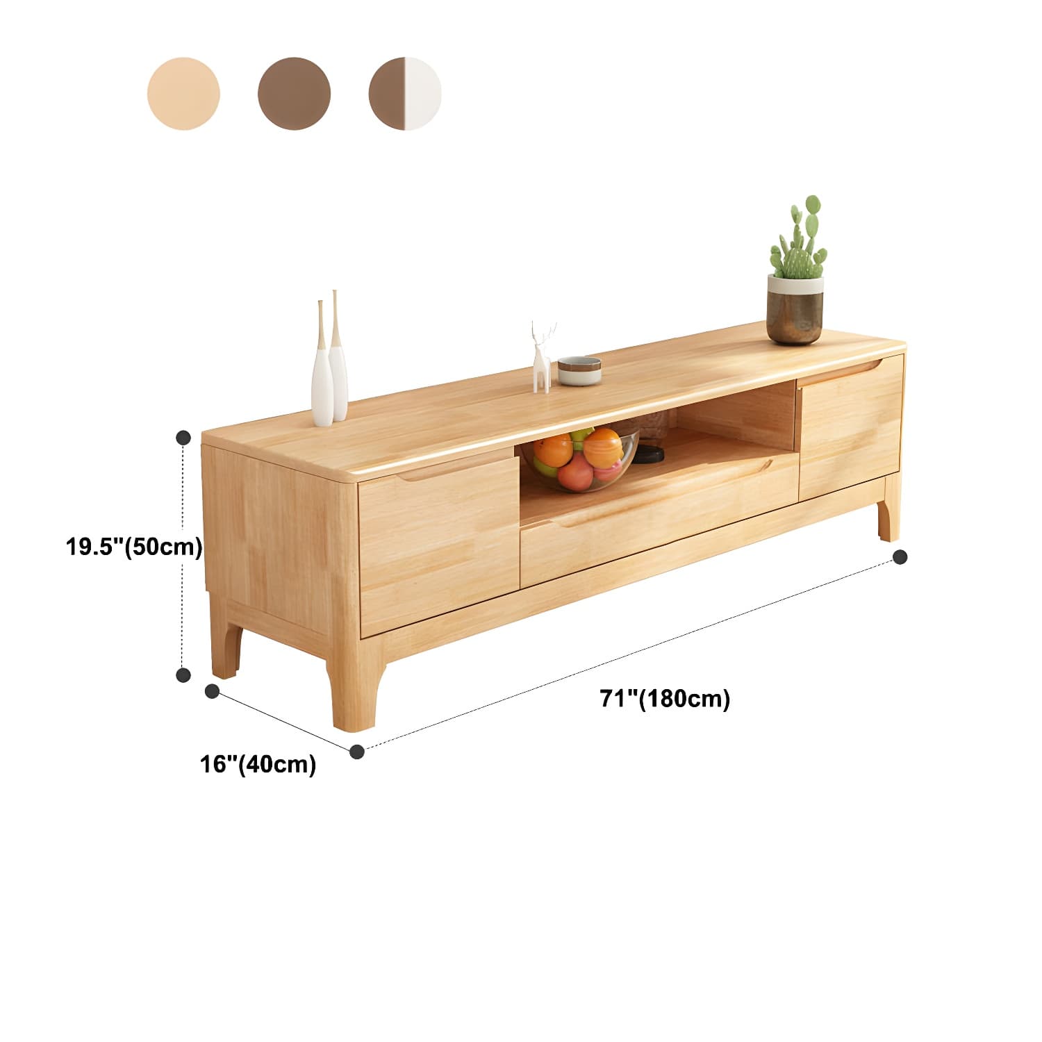 Scandinavian Open Shelf TV Console 2-Cabinet TV Stand with Soft Close Drawers thumbnail 13