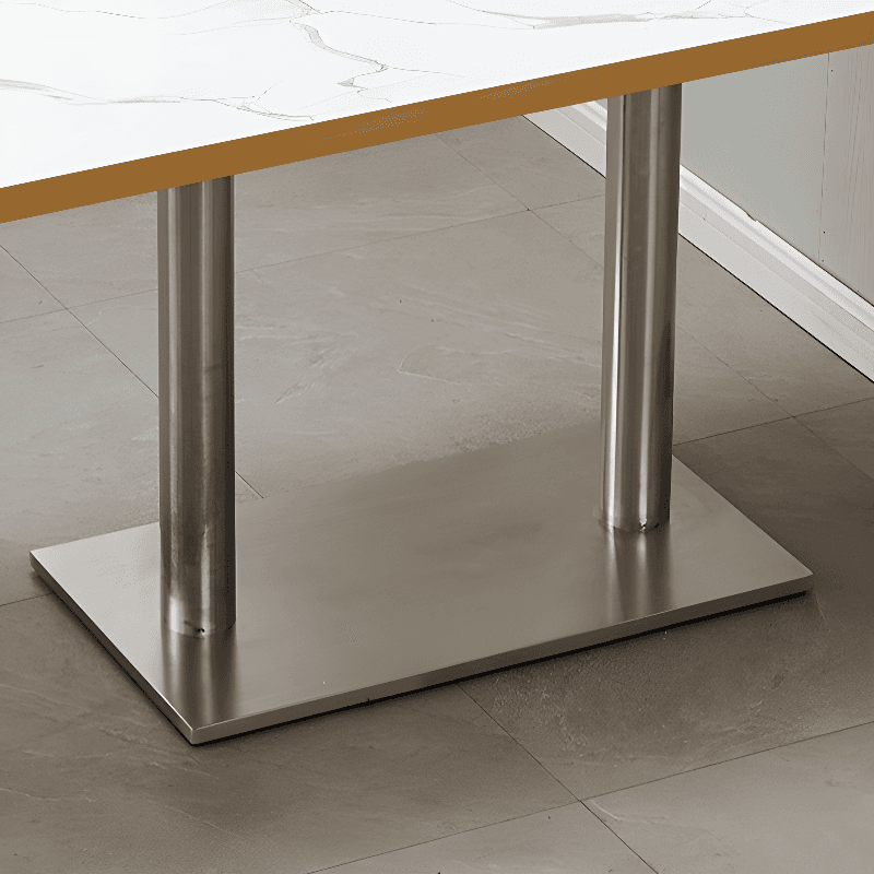 Art Deco Rectangular Dining Table with Lumber Top, Fixed Table Mechanism in Ink/White/Sepia thumbnail 12