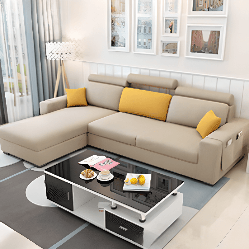 L-Shape Corner Sectional in Lavender/Olive Green/Beige with Left Hand Facing/Right Orientation thumbnail 7