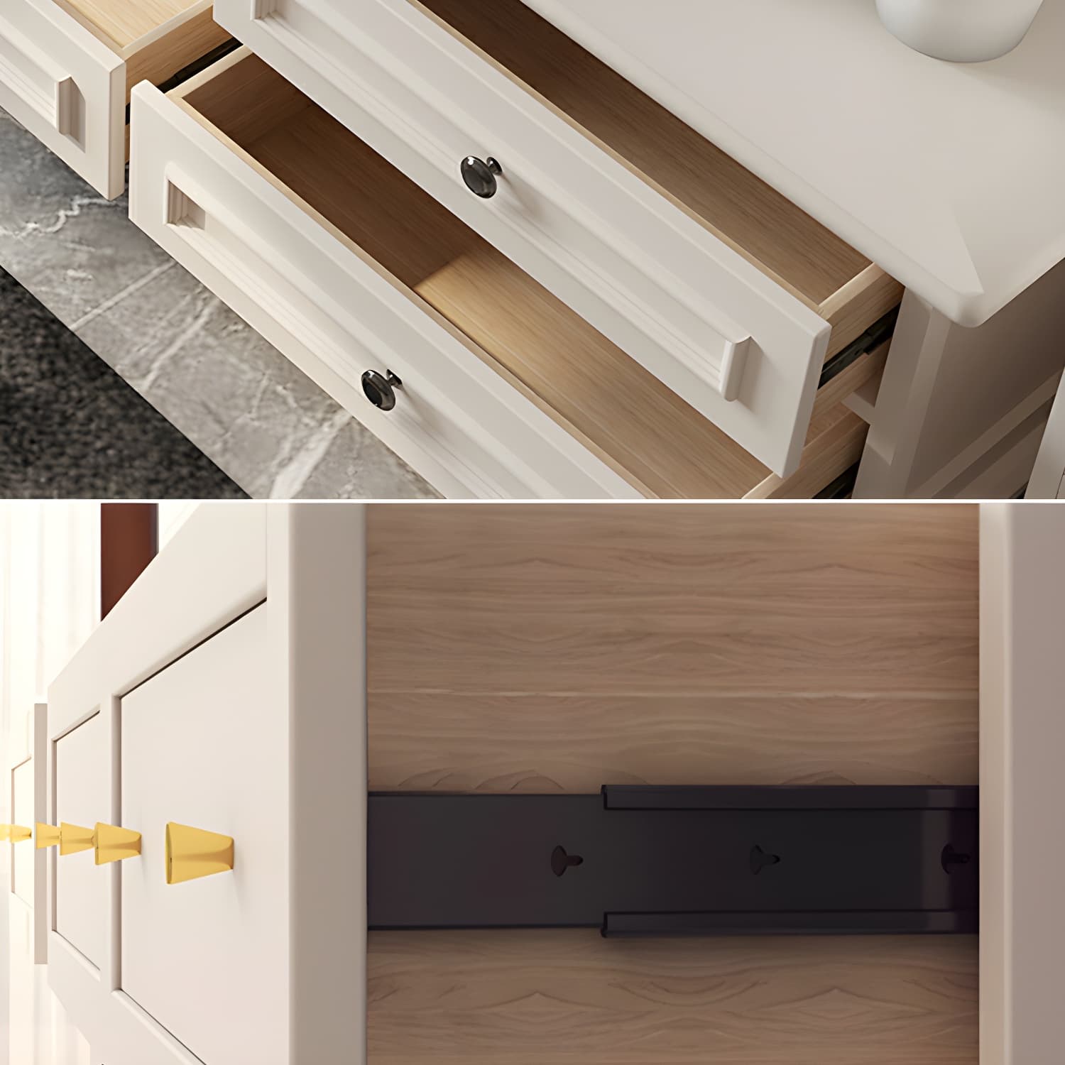 Solid Wood and Soft-Close Drawers Modern Chest with Wood Top thumbnail 8