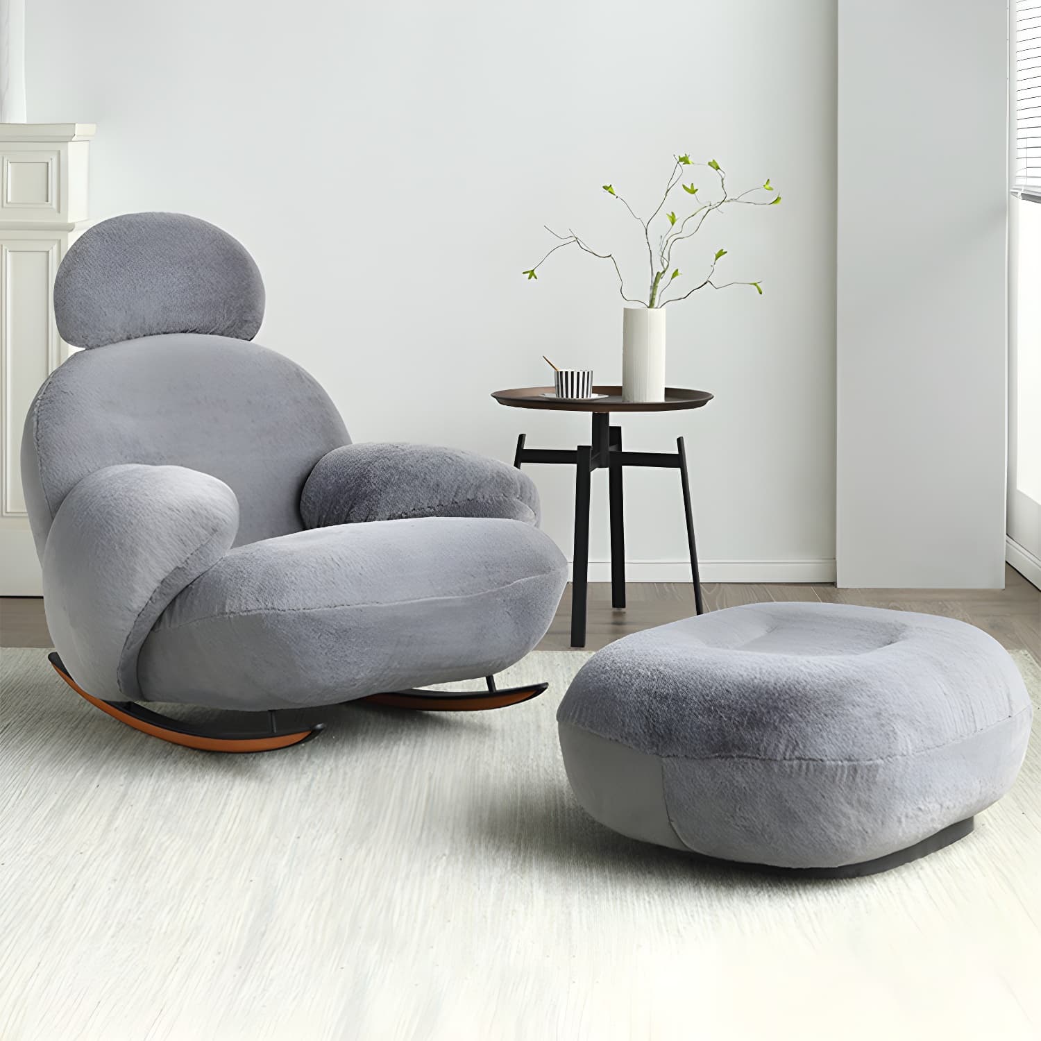 Velvet Upholstered Rocking Chair Modern Style Rocking Accent Chair - image 7