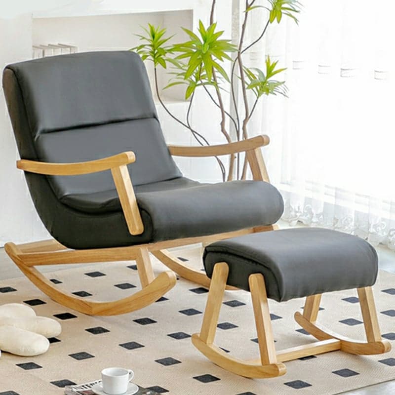 Modern Upholstered Rocking Chair with Track Arms and Ottoman for Stylish Interior Design thumbnail 1