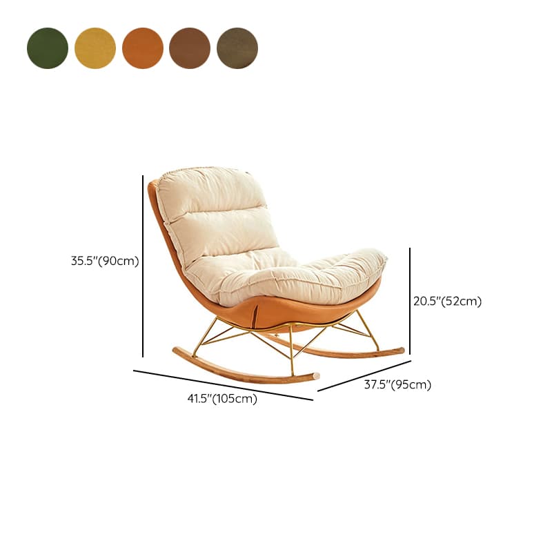 Trendy Faux Leather Upholstered Rocking Chair Couch with Footstool , Spindle Back and Resistant To Dirt thumbnail 21