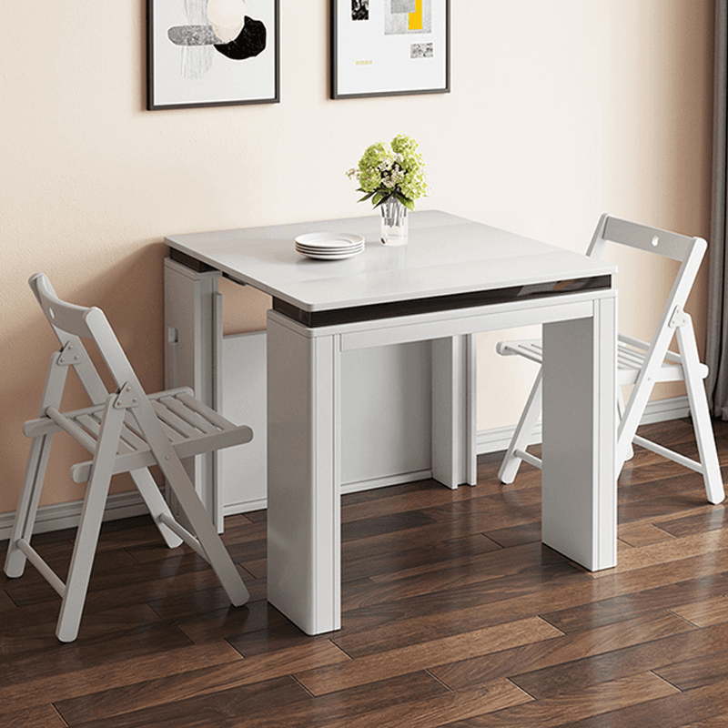 Trendy Rectangular Dining Table Set with Four Legs, Versatile 9-piece/7 Pieces/5 Piece Set, Chalk/Tan/Unfinished Colors thumbnail 5