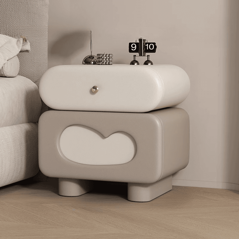 Organic Modern 2 Tiers Swivel Nightstand With Drawer Organization in Natural Wood thumbnail 5