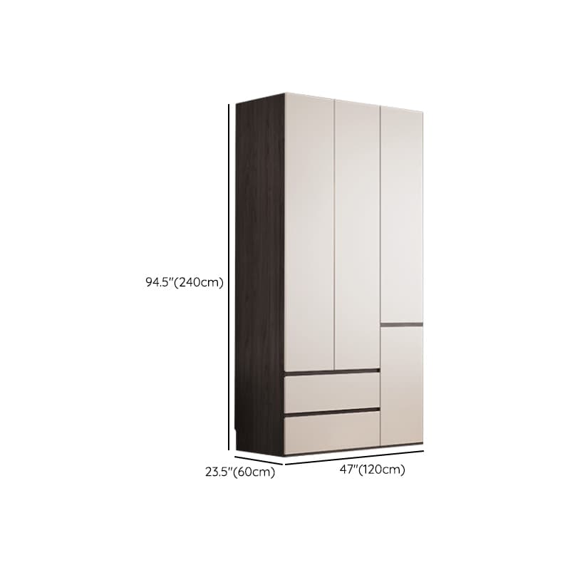 White Minimalist Manufactured Wood Independent Wardrobe Closet with Soft Close Drawer, Soft Close Door, and Interior Shelves thumbnail 11