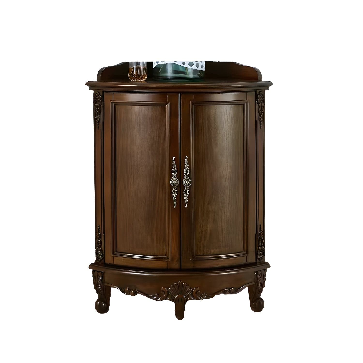 38.58"/47.24" Tall Brown Corner Cabinet , Wooden Storage Cabinet thumbnail 2