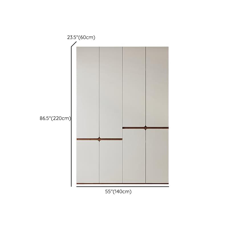 White Minimalist Manufactured Wood Wardrobe Closet with Soft Close Drawer, Soft Close Door, Interior Shelves, and Clothing Rod thumbnail 13
