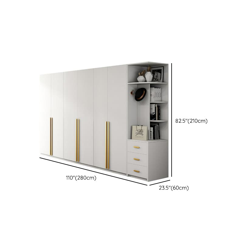 Simple Lumber White Wardrobe Armoire with Interior Shelves & Clothing Rack & Soft Close Drawer & Soft Close Door thumbnail 20