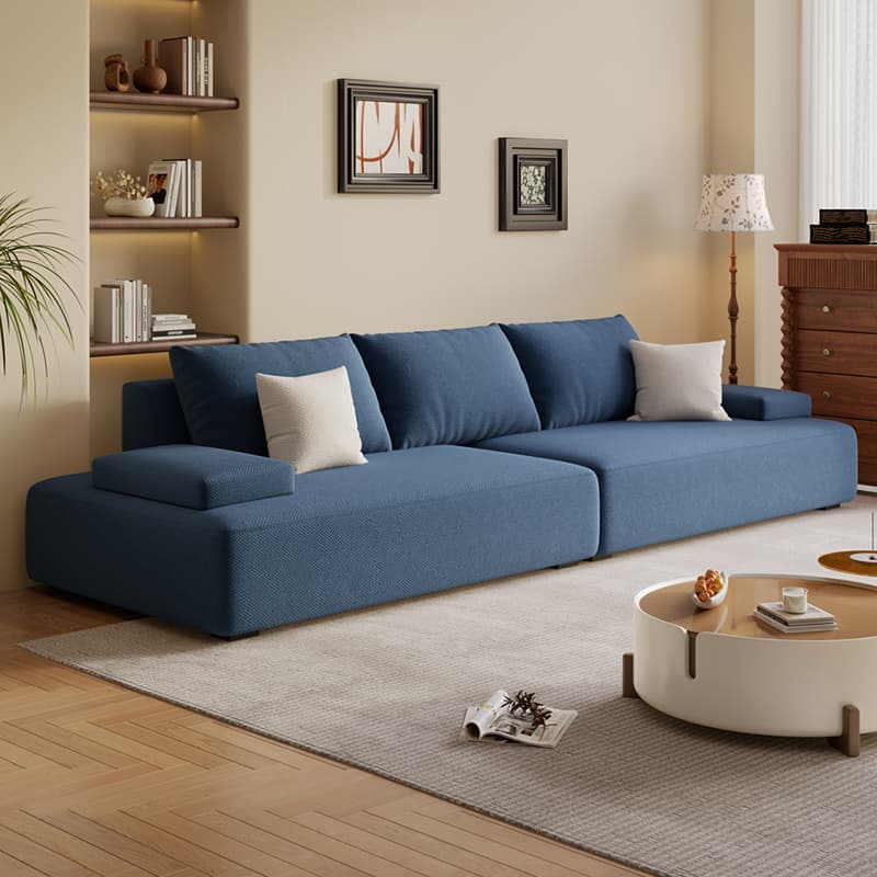 Modish Solid Color Stain Resistant Standard Sofa in Black/Light Gray/Beige for 6-Seater with 2 Pillows thumbnail 3