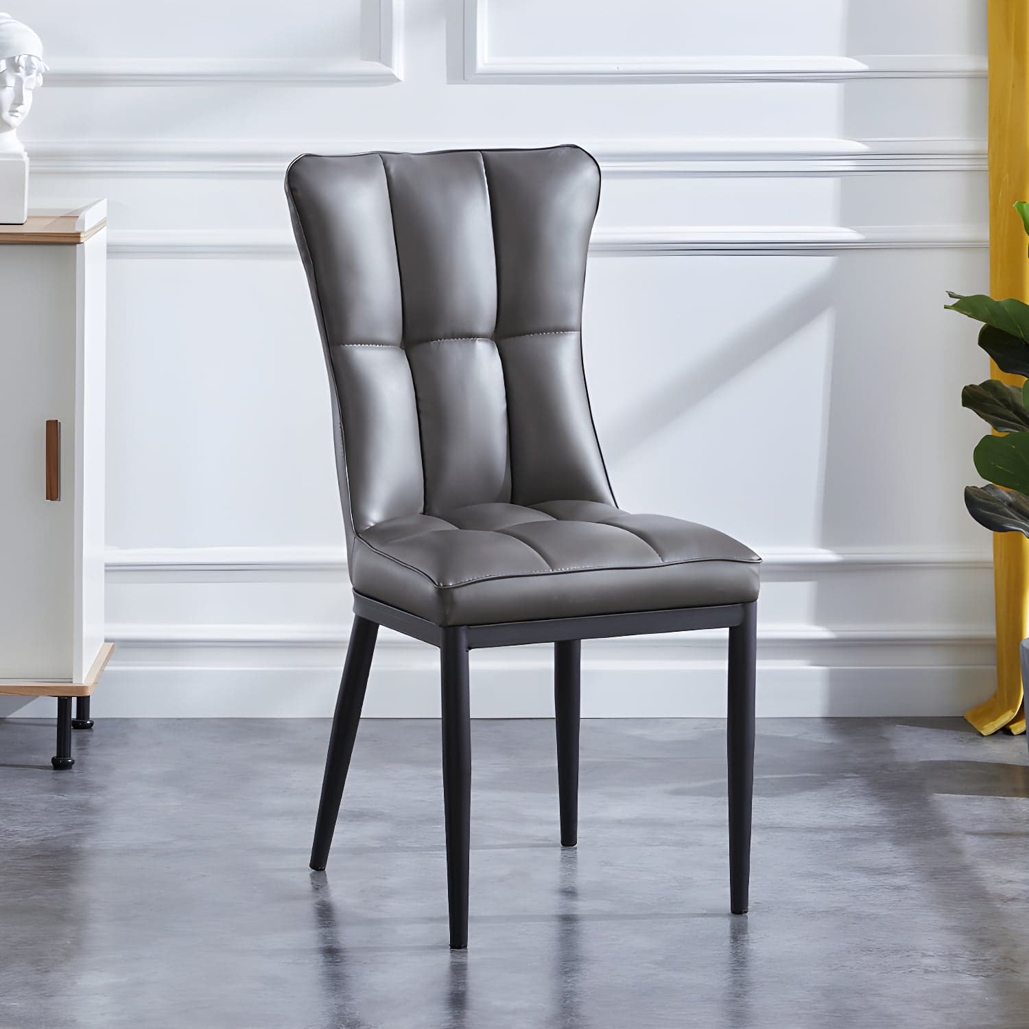 Upholstered Armless Dining Chairs Solid Back Side Chairs with Metal Legs thumbnail 6