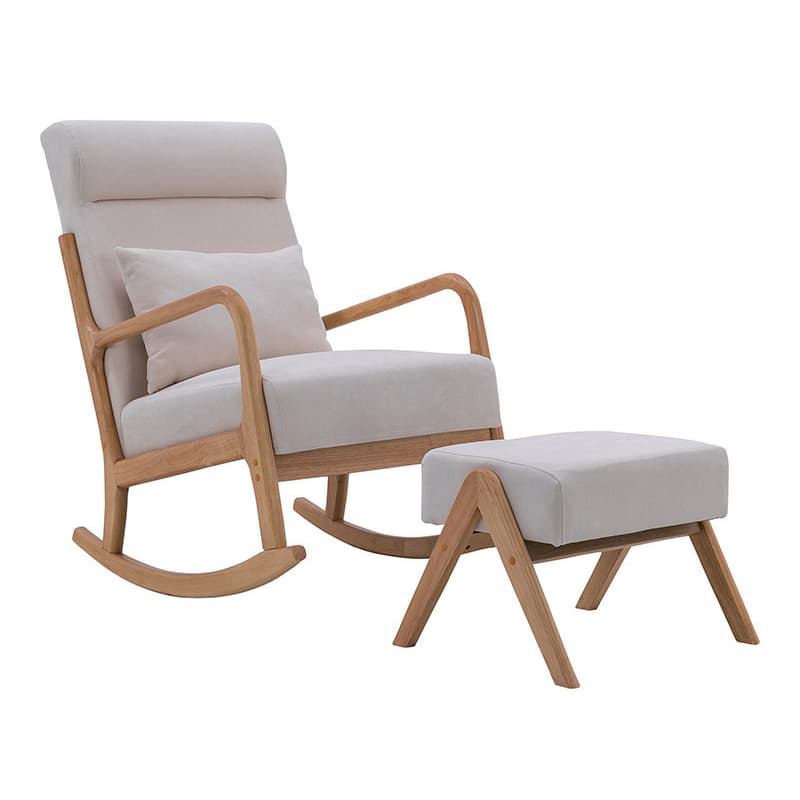 Nordic Natural Cotton Stationary Rocking Couch Chair with Back thumbnail 16
